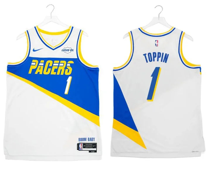 Mens Indiana Pacers #1 Obi Toppin 2025-26 White City Edition Swingman Jersey