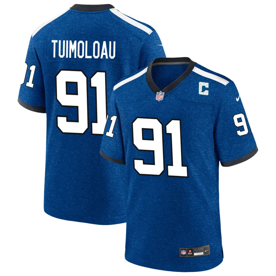 Mens Indianapolis Colts #91 JT Tuimoloau Royal Indiana Nights Alternate Vapor F.U.S.E. Limited Jersey