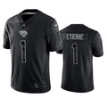 Mens Jacksonville Jaguars #1 Travis Etienne Black Reflective Limited Jersey