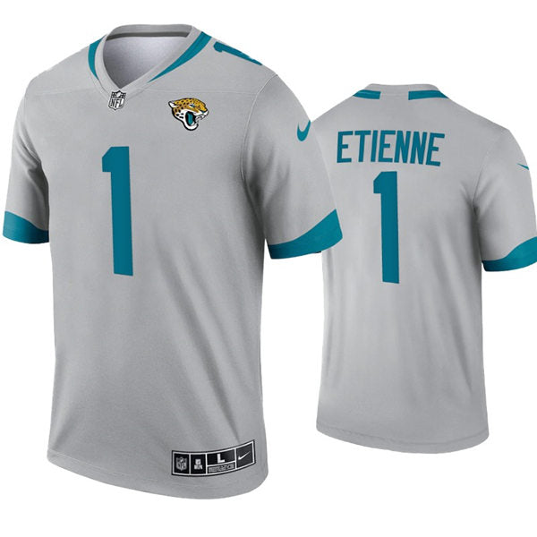 Mens Jacksonville Jaguars #1 Travis Etienne Jr. Nike Grey Inverted Legend Jersey