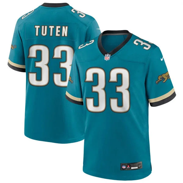 Mens Jacksonville Jaguars #33 Bhayshul Tuten Nike Teal Throwback Vapor F.U.S.E. Limited Jersey