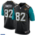 Mens Jacksonville Jaguars Retired Player #82 Jimmy Smith Nike Black Teal Game Jersey