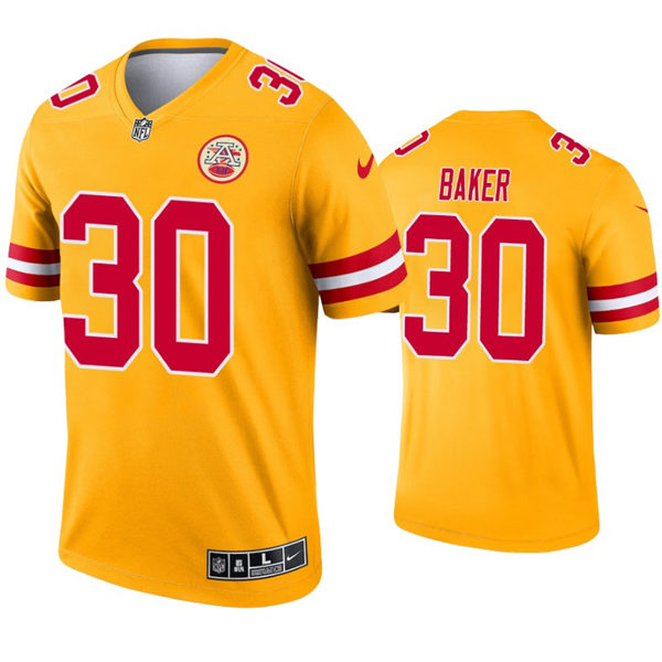 Men’s Kansas City Chiefs #30 Deandre Baker Nike Gold Inverted Legend Jersey