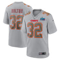 Men’s Kansas City Chiefs #32 Bolton Nike Gray Super Bowl LVII Patch Atmosphere Jersey