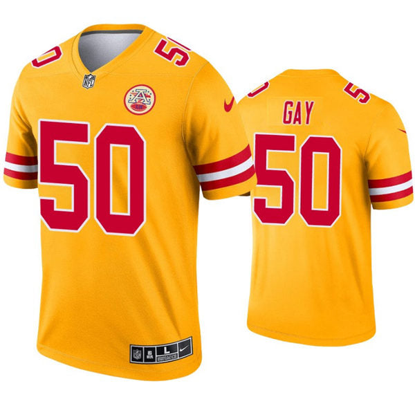 Men’s Kansas City Chiefs #50 Willie Gay Nike Gold Inverted Legend Jersey