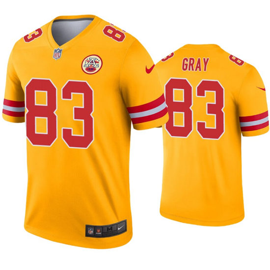 Men’s Kansas City Chiefs #83 Noah Gray Nike Gold Inverted Legend Jersey