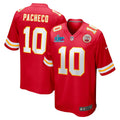 Men’s Kansas City Chiefs Isiah Pacheco #10 Red Super Bowl LVII Patch Jersey