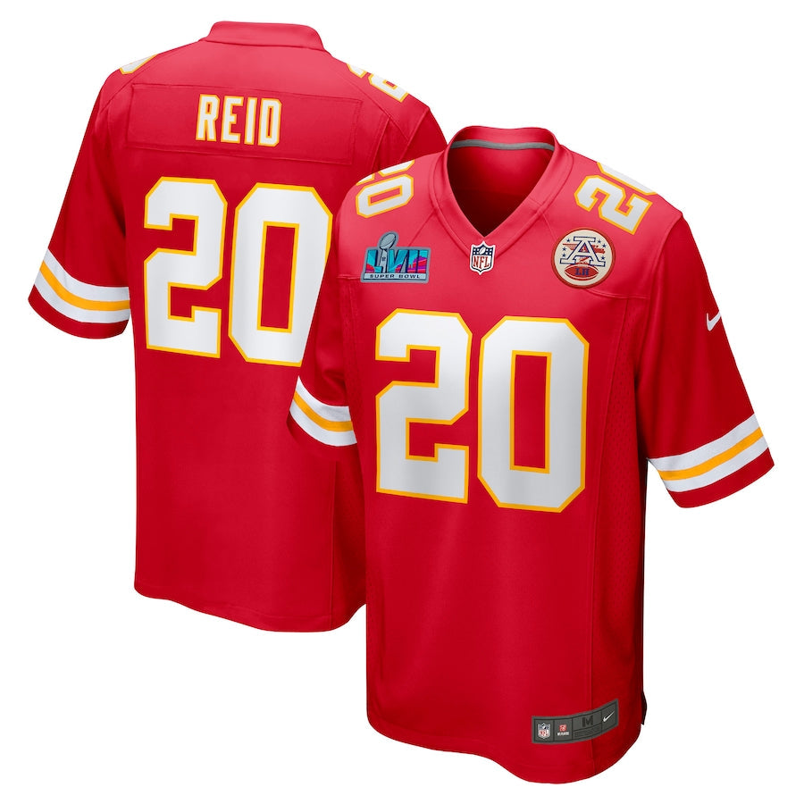 Men’s Kansas City Chiefs Justin Reid #20 Red Super Bowl LVII Patch Jersey