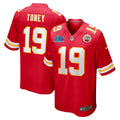 Men’s Kansas City Chiefs Kadarius Toney #19 Red Super Bowl LVII Patch Jersey