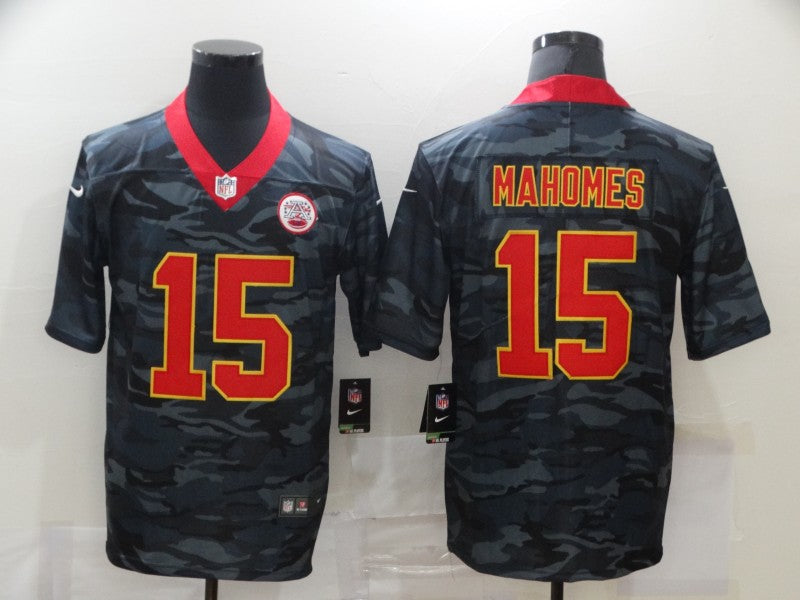 Men’s Kansas City Chiefs Patrick Mahomes #15 Gray Camouflage Jersey