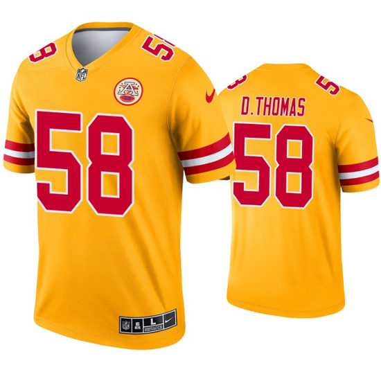 Men’s Kansas City Chiefs Retired Player #58 Derrick Thomas  Nike Gold Inverted Legend Jersey