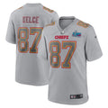 Men’s Kansas City Chiefs Travis Kelce #87 Gray Super Bowl LVII Patch Atmosphere Jersey