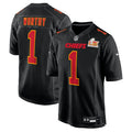 Men’s Kansas City Chiefs Xavier Worthy #1 Carbon Black Super Bowl LIX Jersey
