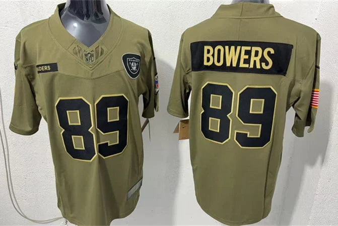 Mens Las Vegas Raiders #89 Brock Bowers Nike 2025 Salute to Service Limited Jersey – Olive