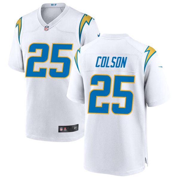 Men’s Los Angeles Chargers #25 Junior Colson Nike White Vapor Limited Player Jersey
