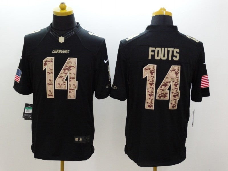Men’s Los Angeles Chargers Dan Fouts #14 Black Jersey