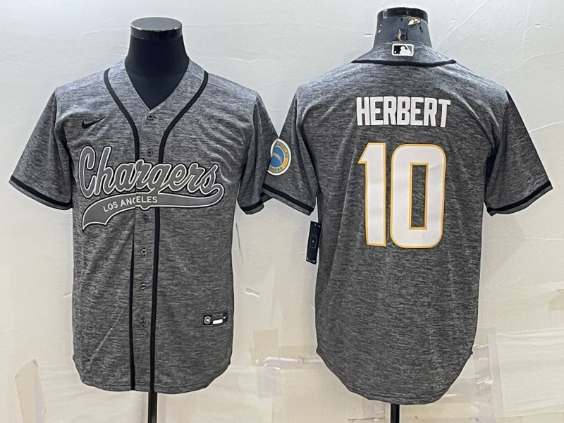 Men’s Los Angeles Chargers Justin Herbert #10 Gray Jersey Joint Edition