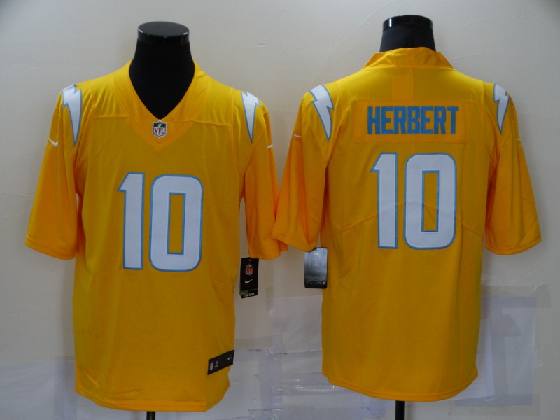 Men’s Los Angeles Chargers Justin Herbert #10 Yellow Inverted Legend Jersey