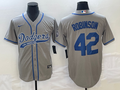 Men’s Los Angeles Dodgers Jackie Robinson #42 Gray Jersey Joint Edition