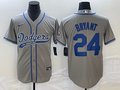 Men’s Los Angeles Dodgers Kobe Bryant #24 Gray Jersey Joint Edition
