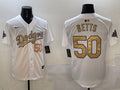 Men’s Los Angeles Dodgers Mookie Betts #50 White 2025 Gold Collection Limited Jersey