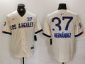 Men’s Los Angeles Dodgers Teoscar Hernandez #37 Cream 2024 City Connect Limited Jersey