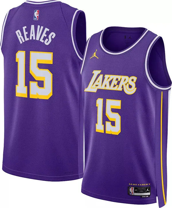 Mens Los Angeles Lakers #15 Austin Reaves 2025 Purple Statement Edition Jersey
