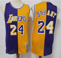 Mens Los Angeles Lakers #24 Kobe Bryant 1996-97 Purple Yellow Split Mitchell & Ness Hardwood Classic Jersey