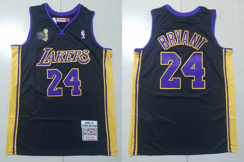 Mens Los Angeles Lakers #24 Kobe Bryant 2009-10 Black Hardwood Classics Swingman Jersey