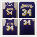 Mens Los Angeles Lakers #34 Shaquille O’Neal Purple Throwback Swingman Jersey