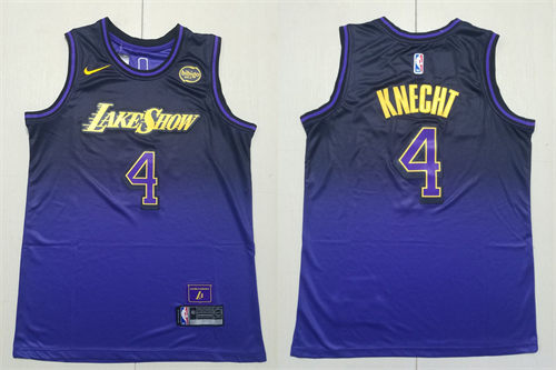 Men’s Los Angeles Lakers #4 Dalton Knecht 2024-25 Purple City Edition Jersey