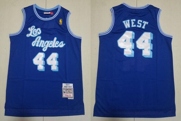 Mens Los Angeles Lakers #44 Jerry West Blue Mitchell & Ness 1960-61 Throwback Swingman Jersey