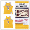 Men’s Los Angeles Lakers #9 Nick Van Exel Gold 1996-97 Throwback Hardwood Classics  Jersey