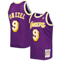 Men’s Los Angeles Lakers #9 Nick Van Exel Purple 1996-97 Throwback Hardwood Classics  Jersey
