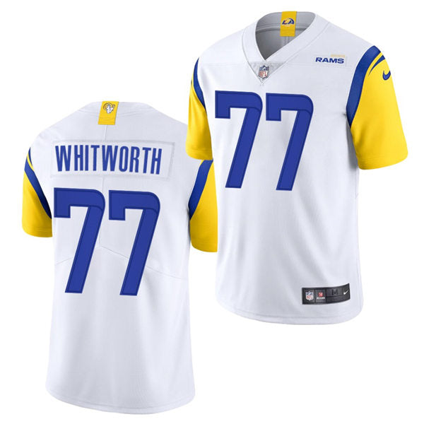 Mens Los Angeles Rams #77 Andrew Whitworth 2021 Nike White Modern Throwback Vapor Limited Jersey