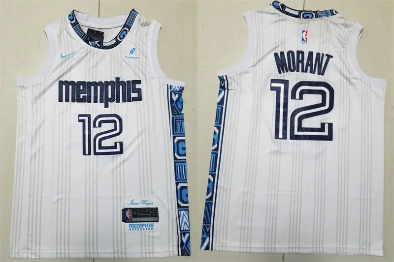 Mens Memphis Grizzlies #12 Ja Morant White 2025-26 City Edition Swingman Jersey
