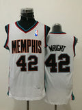 Men’s Memphis Grizzlies #42 Lorenzen Wright White Hardwood Classics Soul Swingman Throwback Jersey