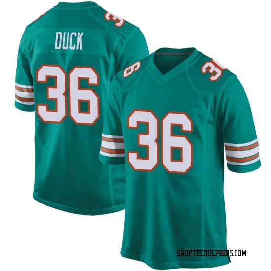 Mens Miami Dolphins #36 Storm Duck Nike Aqua Alternate F.U.S.E. Vapor Limited Jersey