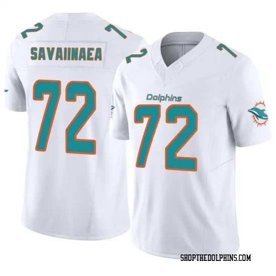 Mens Miami Dolphins #72 Jonah Savaiinaea Nike Home White F.U.S.E. Vapor Limited Jersey