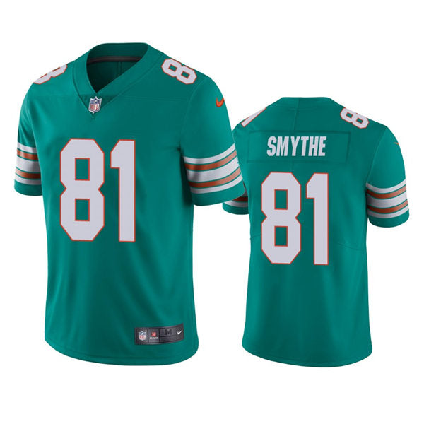 Mens Miami Dolphins #81 Durham Smythe Nike Aqua Retro Alternate Vapor Limited Jersey
