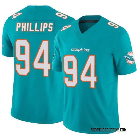 Mens Miami Dolphins #94 Jordan Phillips Nike Aqua F.U.S.E. Vapor Limited Jersey