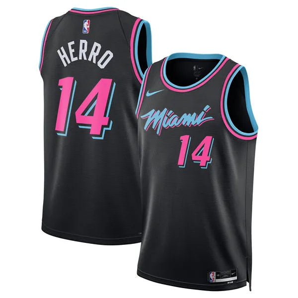 Mens Miami Heat #14 Tyler Herro Black 2025-26 City Edition Swingman Jersey