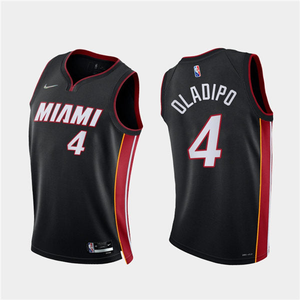 Mens Miami Heat #4 Victor Oladipo Diamond Nike Black Icon Edition Swingman Jersey