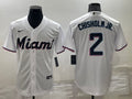 Men’s Miami Marlins Jazz Chisholm Jr. #2 White Baseball Jersey