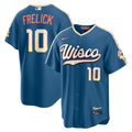 Men’s Milwaukee Brewers #10 Sal Frelick Nike Mineral Blue 2026 City Connect Stadium Jersey