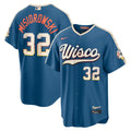 Men’s Milwaukee Brewers #32 Jacob Misiorowski Nike Mineral Blue 2026 City Connect Stadium Jersey