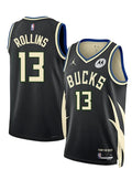 Mens Milwaukee Bucks #13 Ryan Rollins Black Statement Edition Swingman Jersey