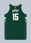Mens Milwaukee Bucks #15 Nate Ament Green Icon Edition Swingman Jersey