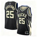 Mens Milwaukee Bucks #25 Kasparas Jakucionis  Black Statement Edition Swingman Jersey