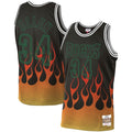 Men’s Milwaukee Bucks #34 Ray Allen  Mitchell & Ness 1998-99 NBA Hardwood Classics Black Flames Jersey